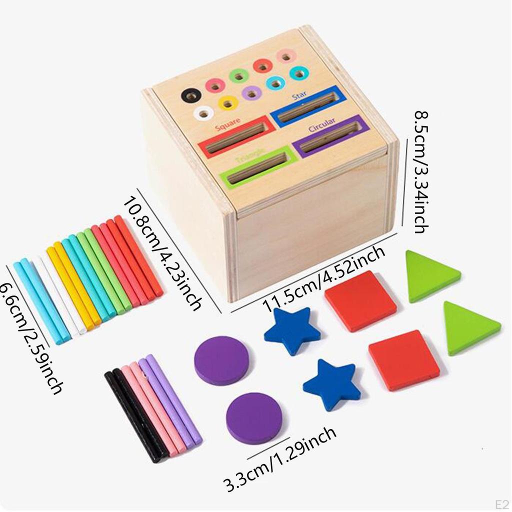 Shape Sorting Cube Wooden Activity Busy Sensory Toy Creativity Color Box