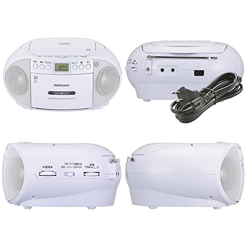 OHM Electric AudioComm CD Radio Cassette Recorder, White, RCD-570Z-W, 03-0772