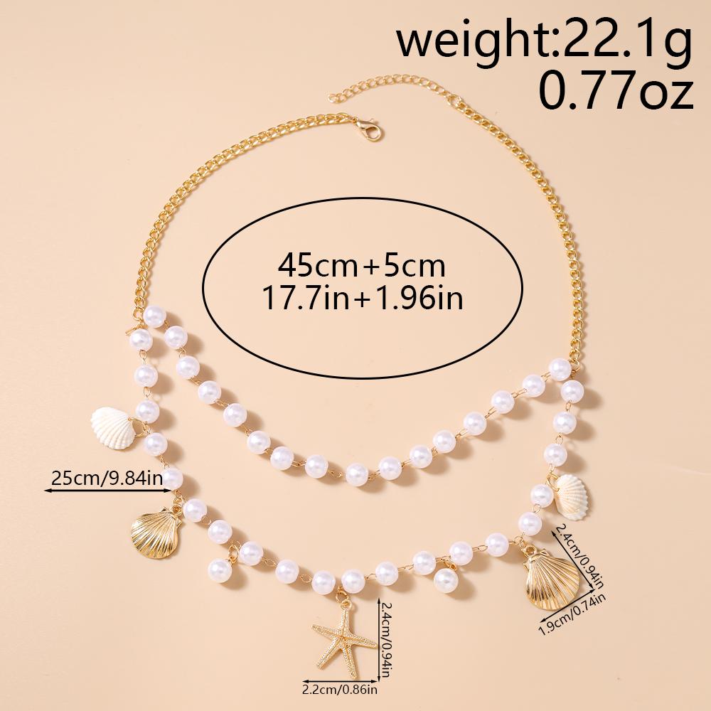 Fashion Summer Beach Shell Starfish Pendant Necklace for Women Girls Pearl Choker Necklaces Party Holiday Jewelry Gifts