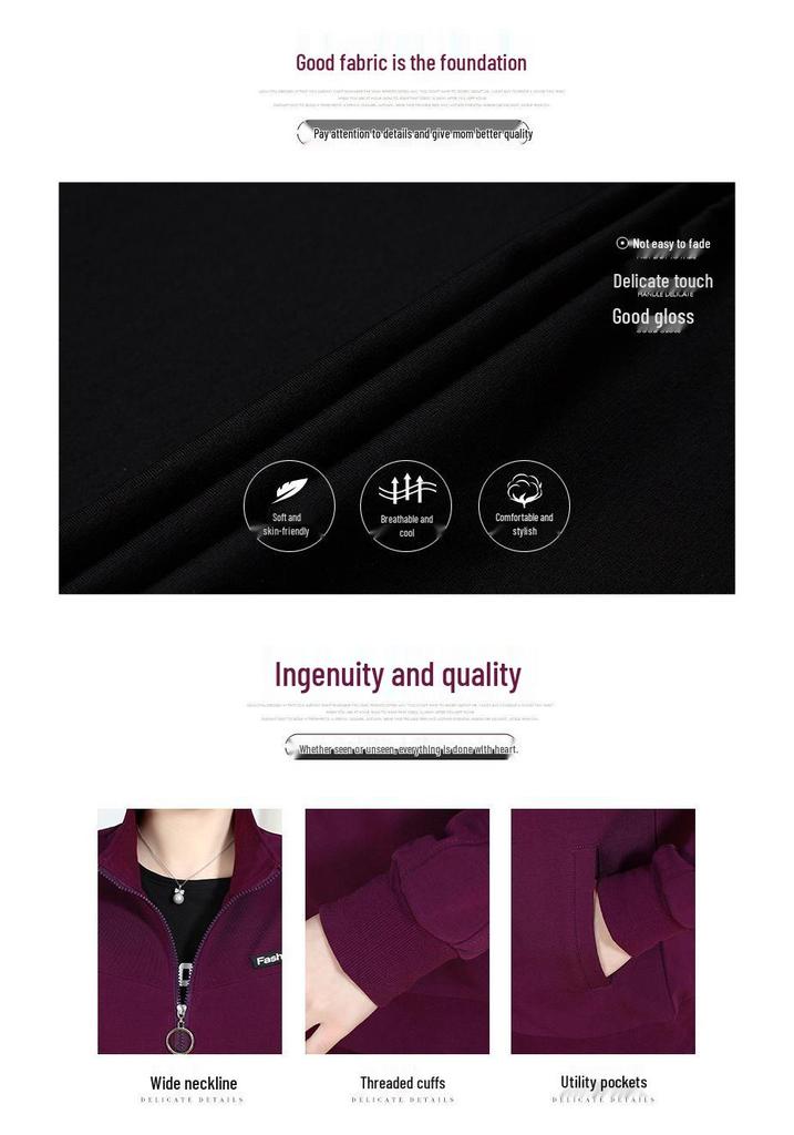 Spring Two-Piece Sportswear Set for Middle-Aged and Elderly Women