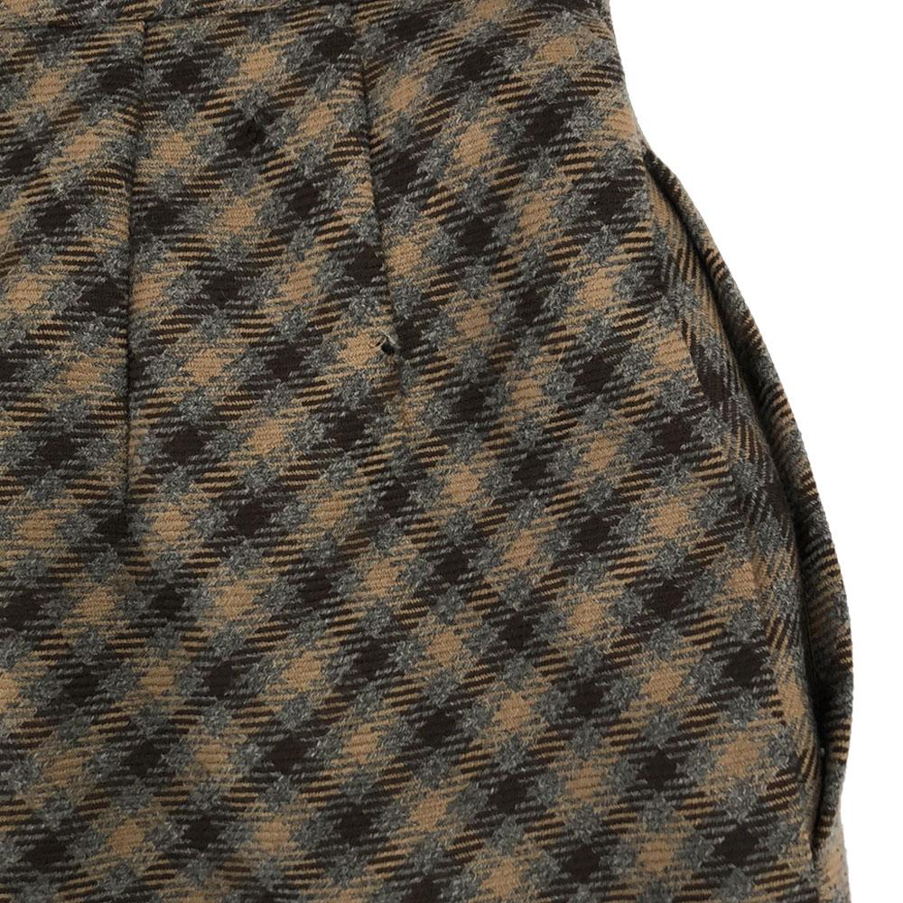FOXEY Made In Japan Wool Check Pattern Mini Skirt 40 Brown Women Used