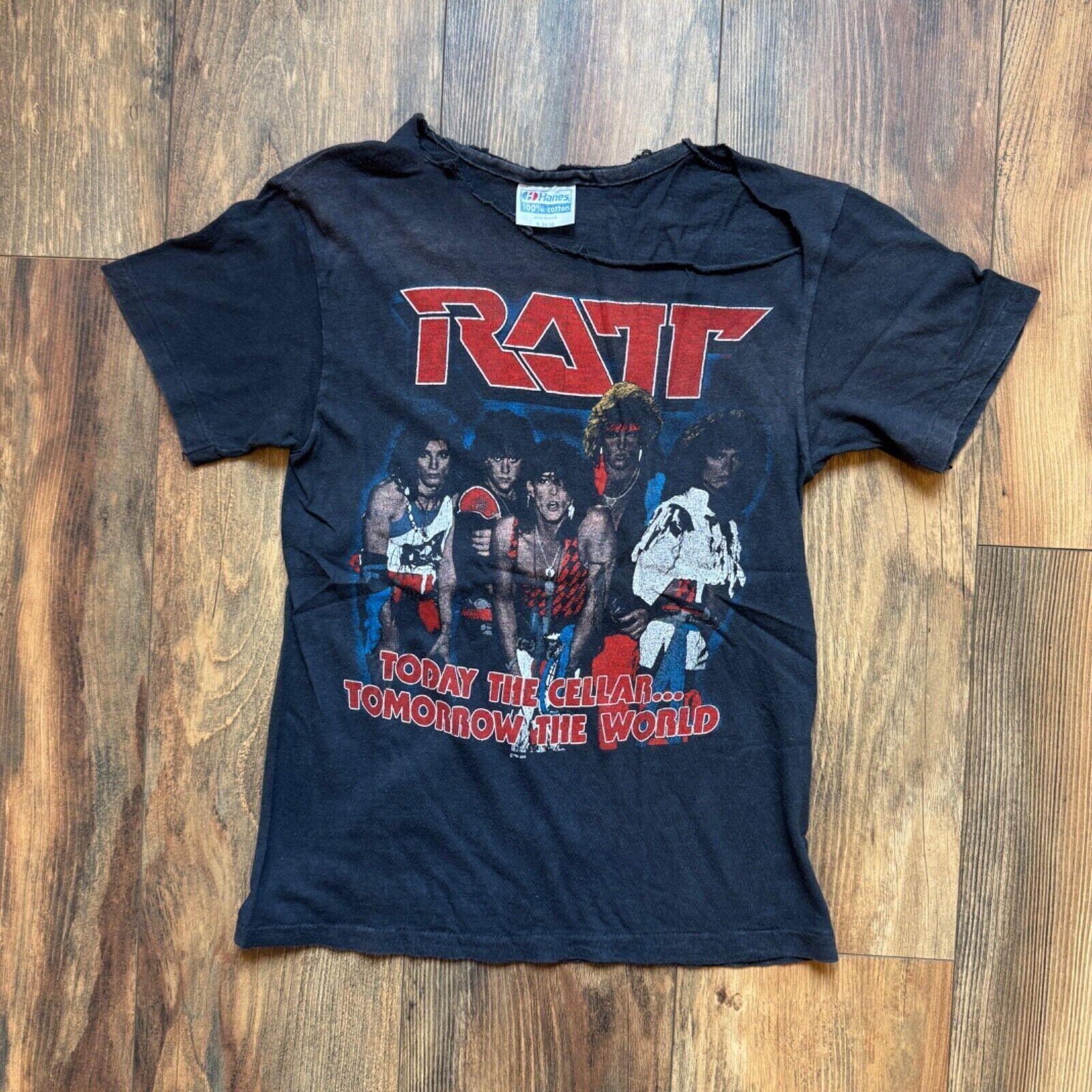 Vintage 80s Ratt N Roll Today The Cellar Tomorrow The World Band T-ShirtReprint M