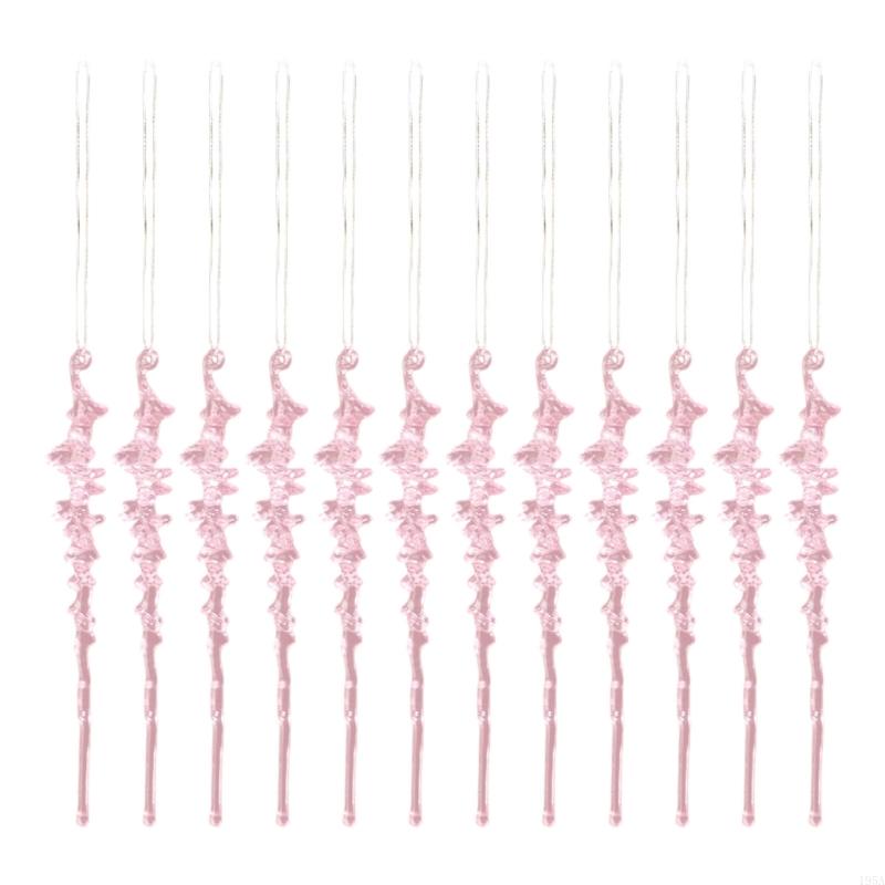 12Pcs Acrylic Icicles Ornament Shatterproof Christmas Tree Decoration Realistic Ice Shape Pendant for Holiday Decoration