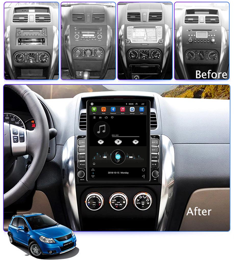9.7 Inch Car Radio For Suzuki SX4 2006-2013 Fiat Sedici 2005-2014 Android 2 DIN Tesla Vertical Screen Carplay Auto Radio Multimedia Player 2+32GB