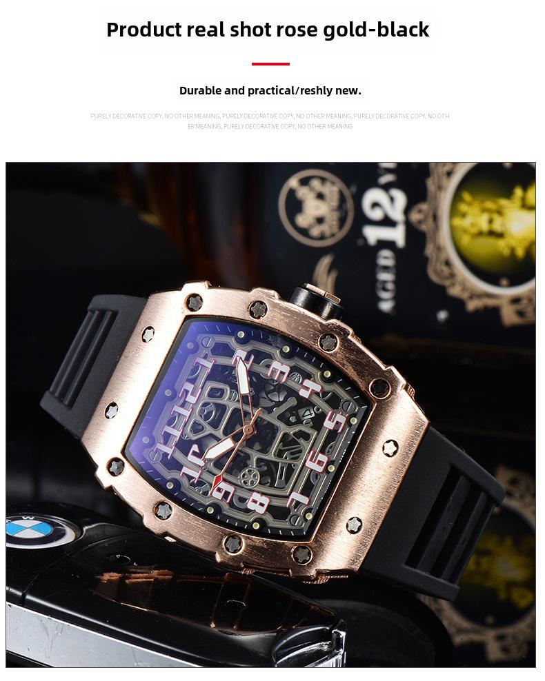 Barrel-Shaped Unisex Quartz Watch with Hollow Non-Mechanical Pointer and Single Calendar