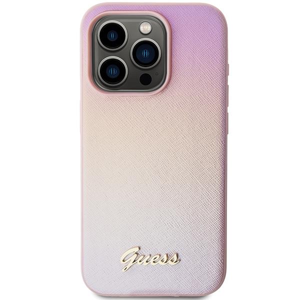 Guess Guhcp15Xpsairsp Iphone 15 Pro Max 6.7 Różowy/Pink Hardcase Saffiano Iridescent Script