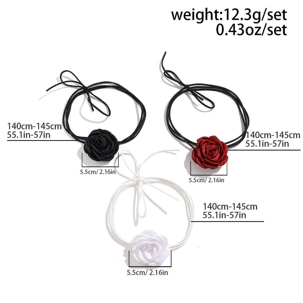 Long Lace-up Rope Chain with Big Flower Choker Necklace for Women Elegant 3 Pcs Separable Collar On Neck 2026 Fashion Jewelry