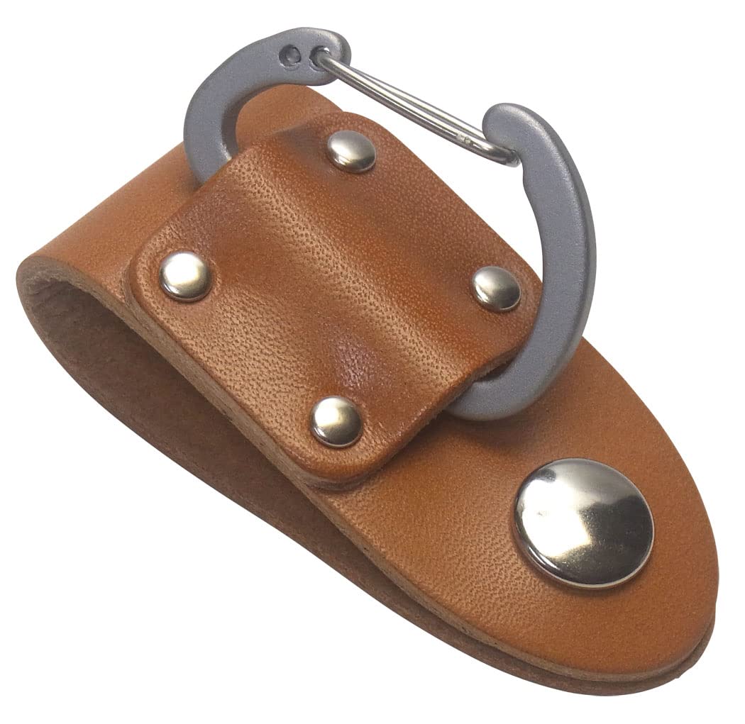 

highstyle Tochigi Leather Belt Loop Keychain with Lightweight Aluminum Carabiner and Silver Nickel Hardware Beetle-Style (Silver/Camel)
