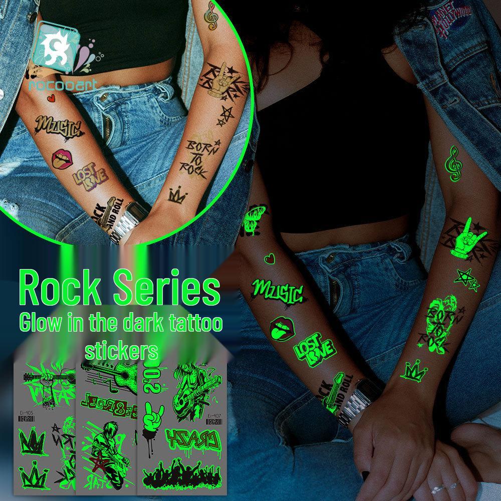 New Luminous Waterproof Rock Band Tattoo Stickers for Concerts & Music Festivals