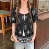 ZANZEA Women Casual Round Neck Loose Short Sleeve Summer Print Blouse