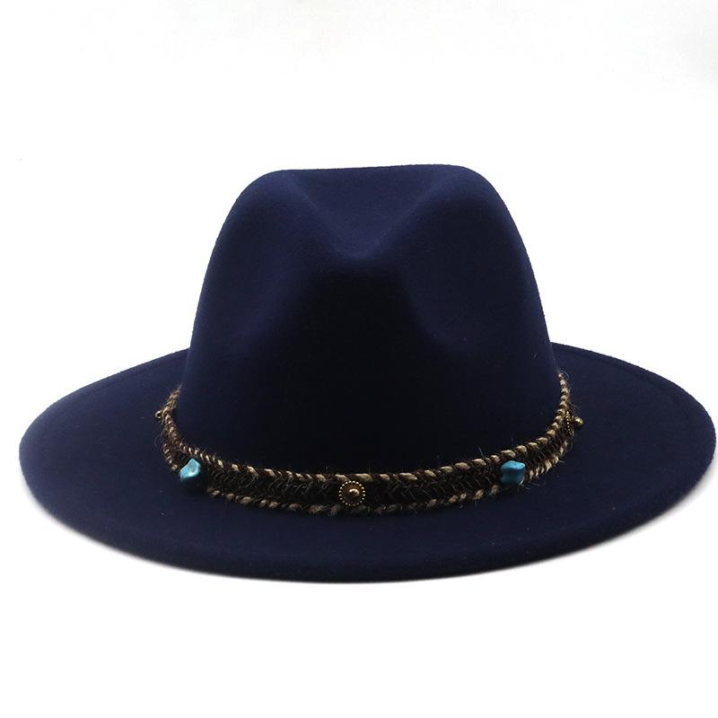 European and American High-quality Wide-brimmed Men's and Women's Fedoras, Fashionable Woolen Top Hats, and a Panama Jazz Felt Hat.