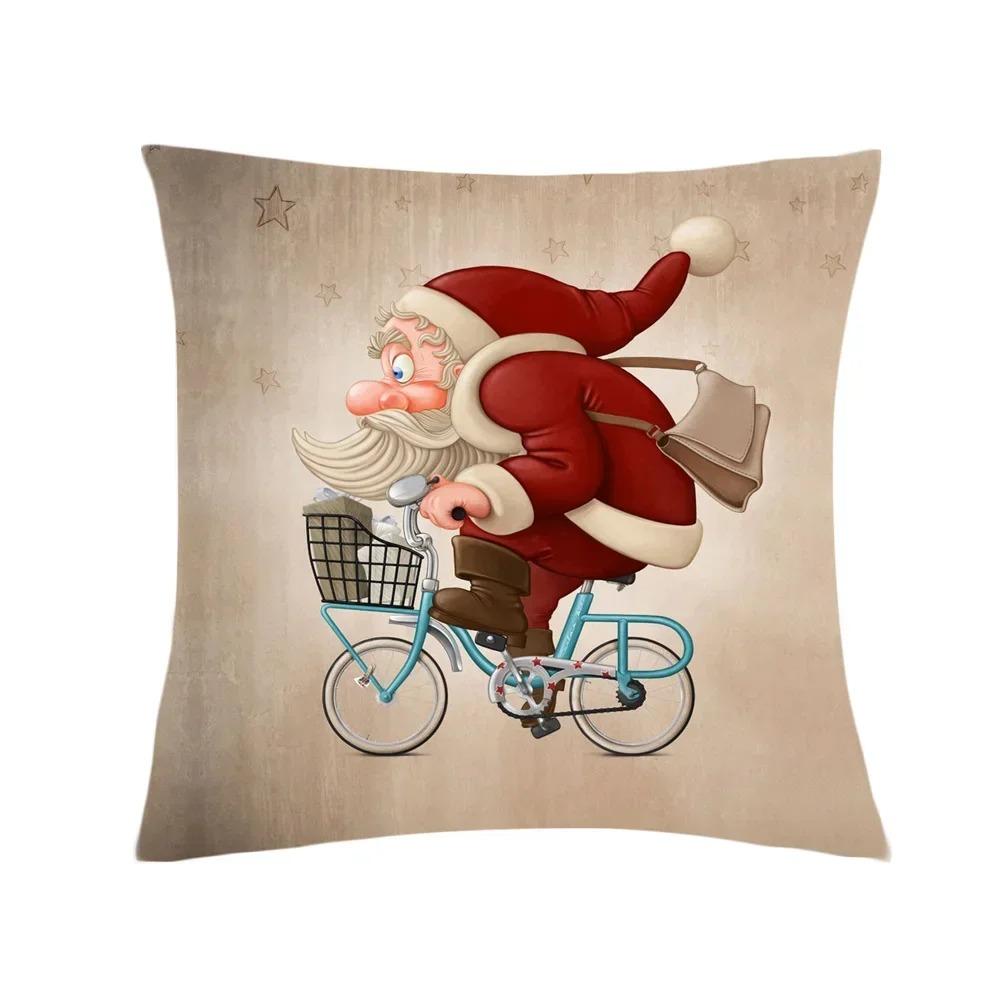 Home Decor Funny Santa Claus Pattern Cushion Cover Pattern Cushion Cover Suitable for Sofa Bedroom Car Pillow Cover