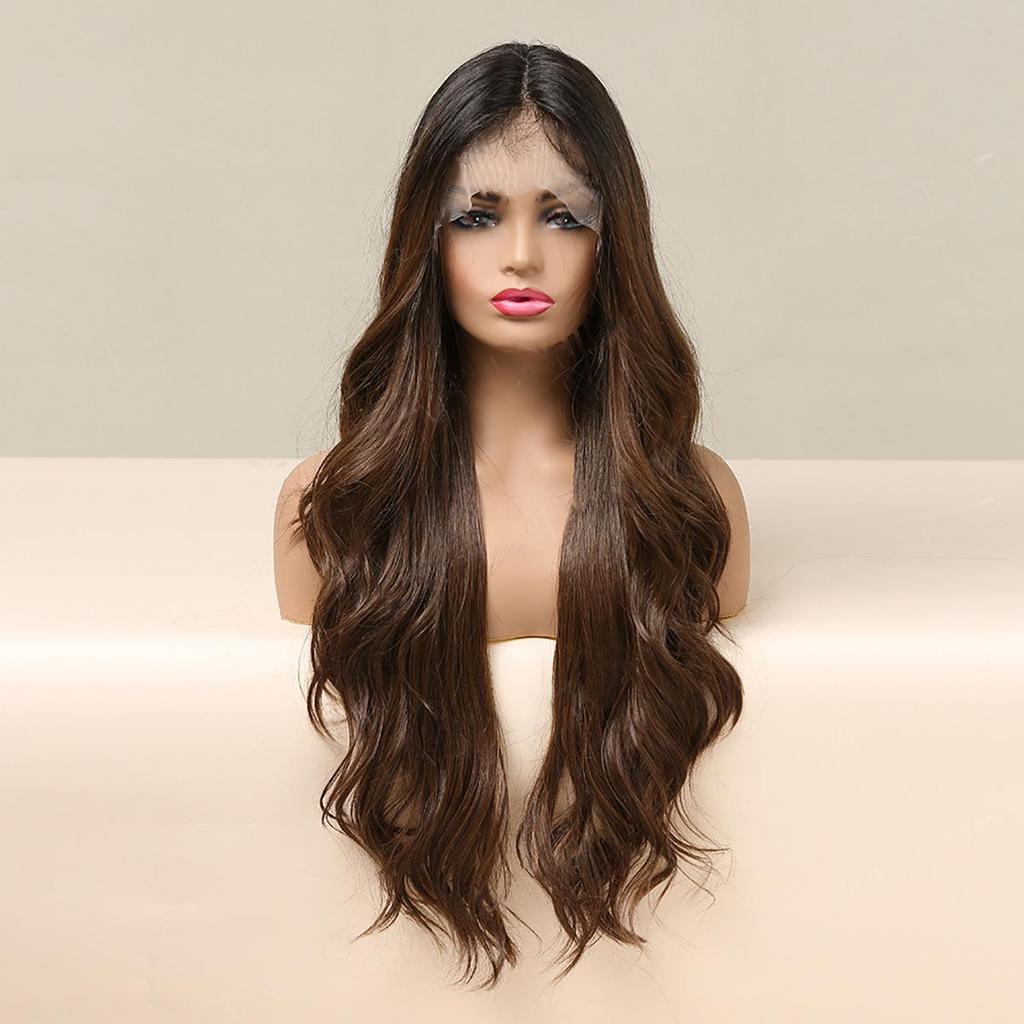 Women's 66cm Hair Simulation Hair Lace Wig Light Brown Hair Rose Hair Net Headwear Full Headwear Pure Hand Woven Carney Kanekalon Wig