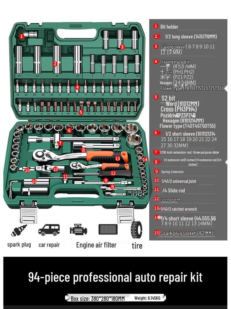 Quick Ratchet Socket Wrench Set for Car and Motorcycle Repair