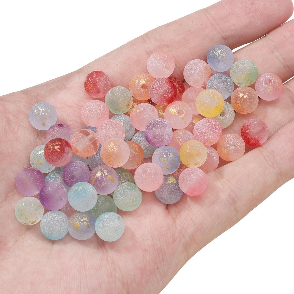 Perline di Cristallo di Vetro Effetto Foglia d'Oro 8mm Rotonde Distanziatori per Gioielli Fai da Te 50 Pezzi Multicolori