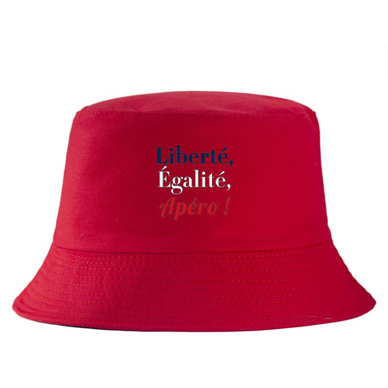 French Humor Bucket Hat Liberte Egalite Apero Print Unisex Summer Sun Cap Outdoor Party Beach Sunshade FisherUnisex Hat Cotton Bob 56-58cm