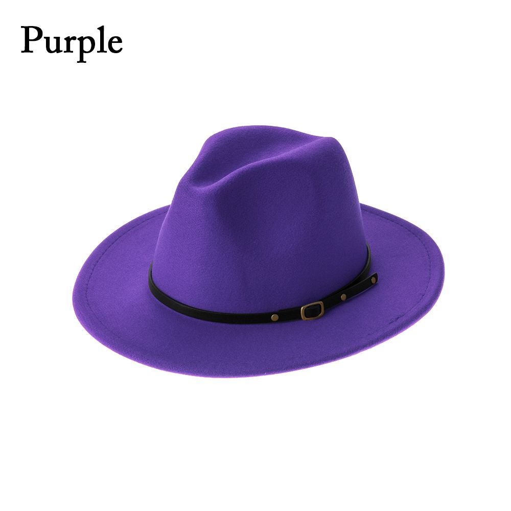Vintage Felt Fedora Hats with Belt Buckle for Men & Women Wide Brim Outback Hat Panama Jazz Hat Cowboy Hat