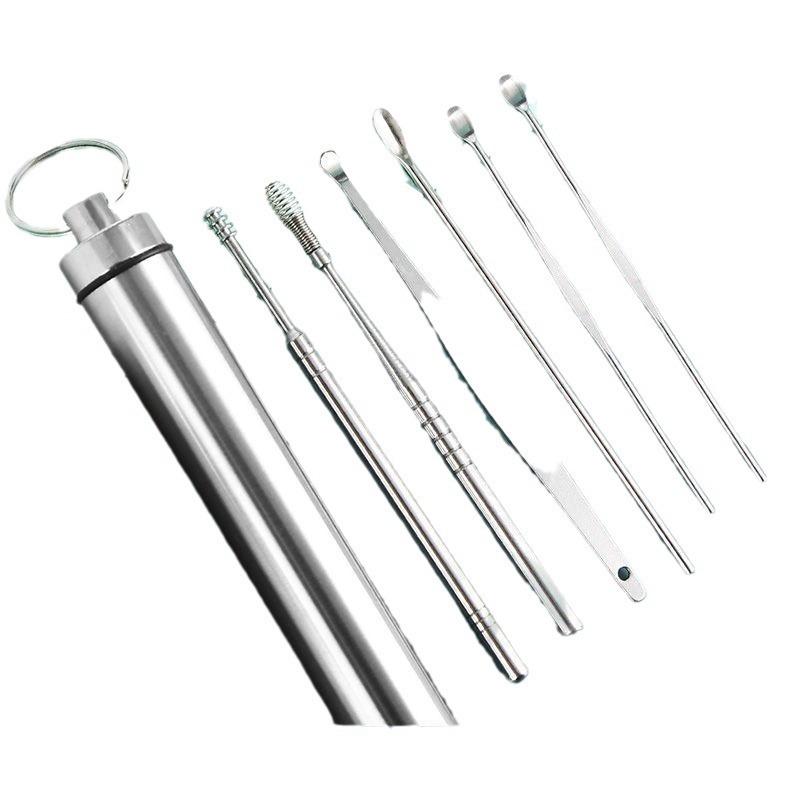 6Pcs Stainless Steel Ear Pick Set, Reusable Ear Wax Removal Kit with Portable Storage Tube, Ear Cleaning Tools 6PCS