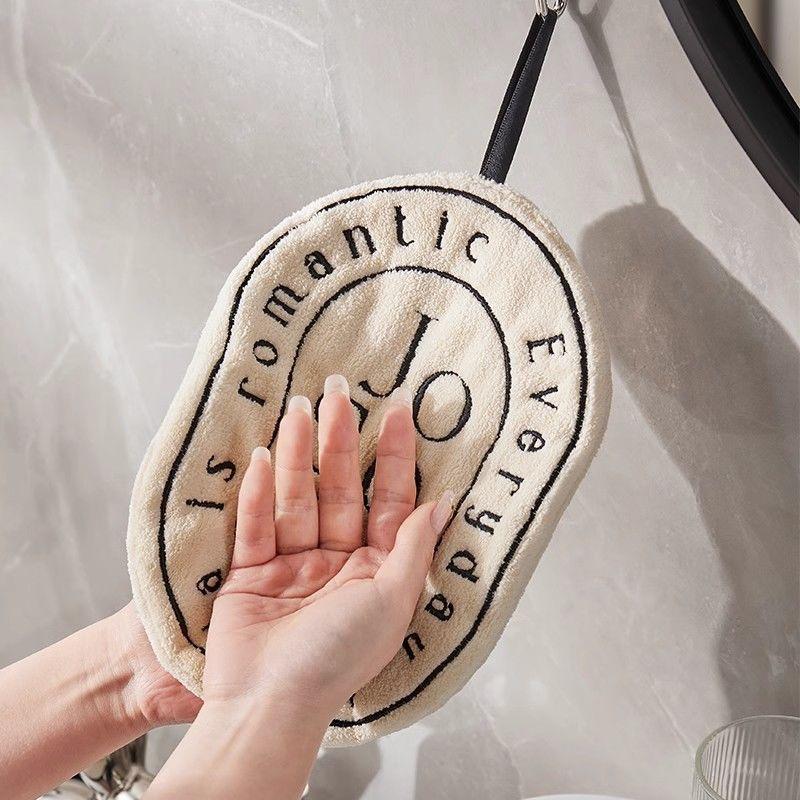 Simple hand towel hanging cute cartoon soft water absorption quick drying small square towel no hair loss thickened coral fleece handkerchief