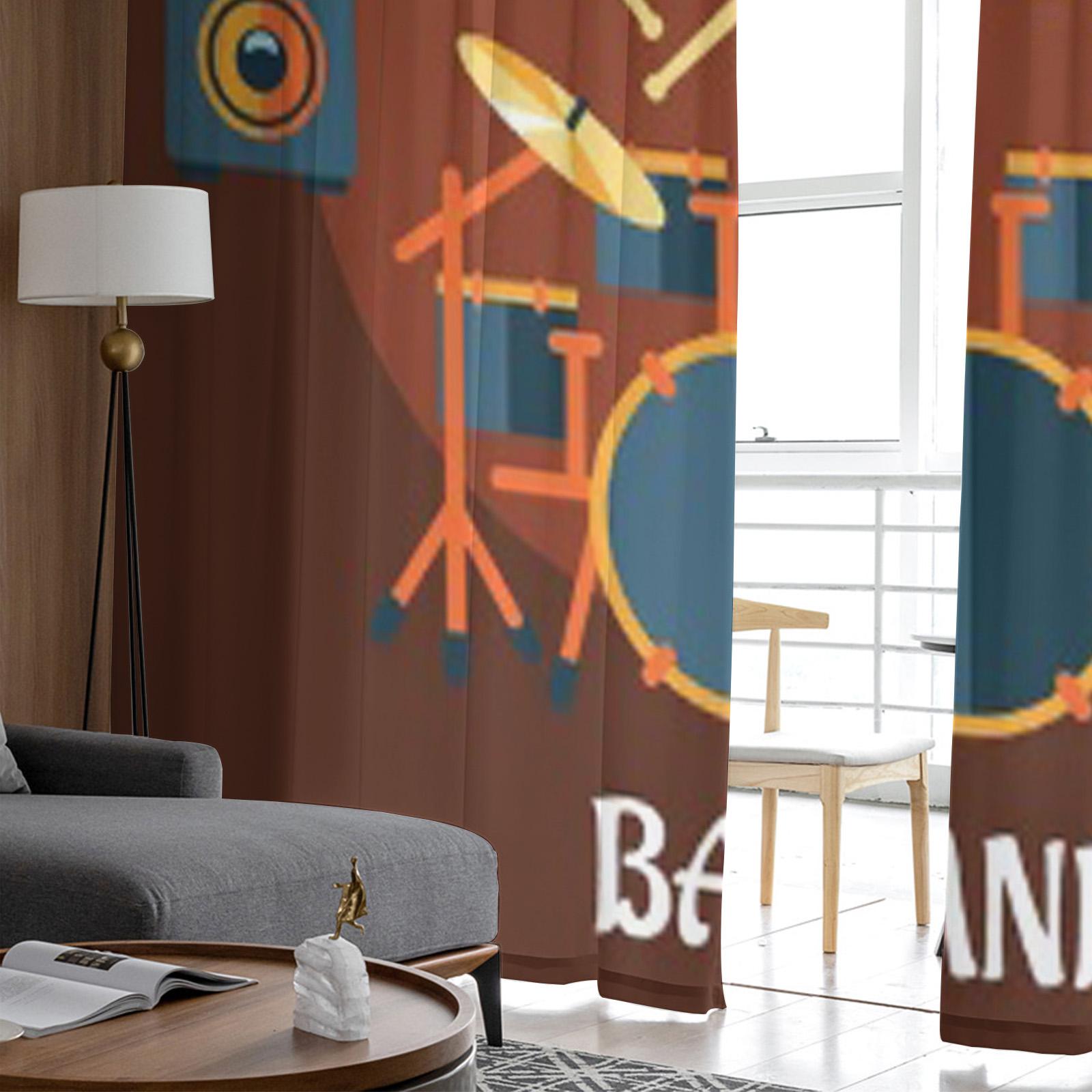 Музыкальная группа Электрогитара Барабанные палочки Шифоновые прозрачные шторы — фото 5