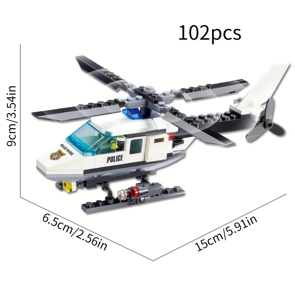 Police Helicopter Creative Small Particle Building Block Diy City Series Building Block Toys Halloween/Thanksgiving/Christmas Gi