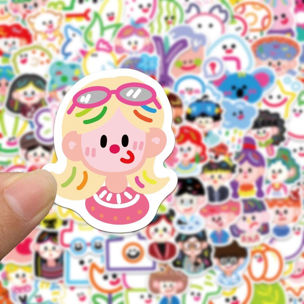 

1set Dopamine Little People Stickers Color Creative Healing Ethnic Elements Character Handbooks Cartoon Cute Stickers