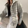 Winter new light and thin hooded ribs cotton clothes women's short large size loose warm jacket cotton clothes