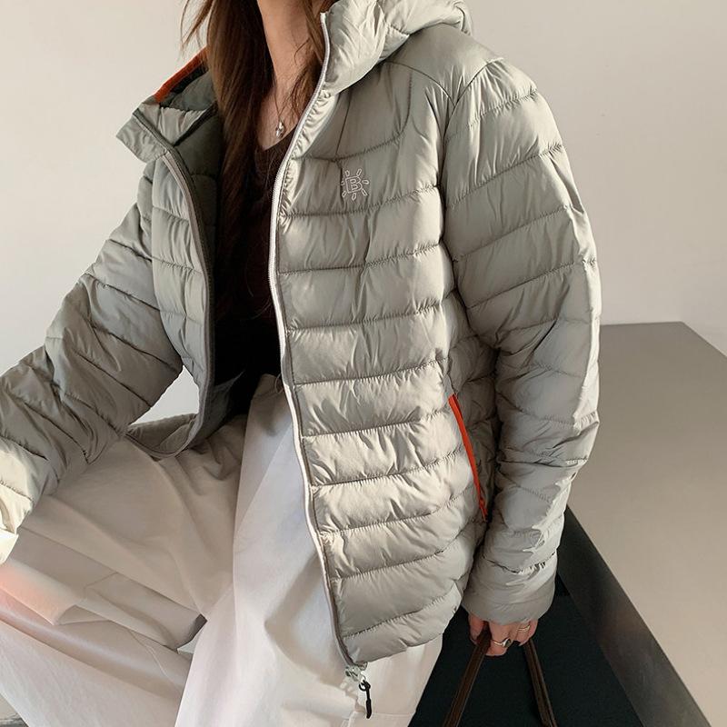 Winter new light and thin hooded ribs cotton clothes women's short large size loose warm jacket cotton clothes