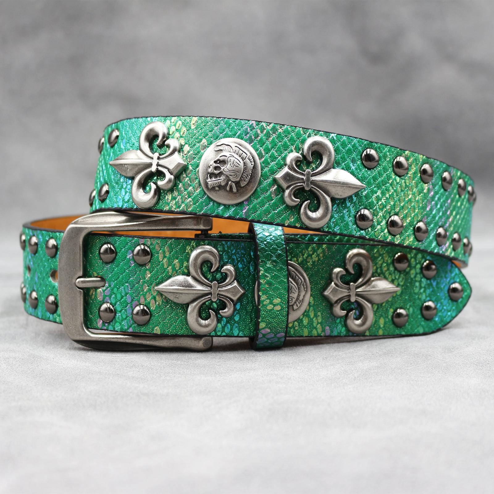 Ceinture à Rivets en Cuir Doré Croix Mode Ceintures Cloutées pour Femmes Cuir de Haute Qualité Rock Femelle Sangle pour Jean 105CM black