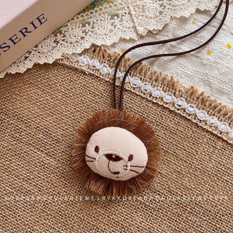 Korean Cartoon Little Bear 3D Cotton Baby Ornament: Cute Rabbit Animal Necklace, Mori-Style Accessory
