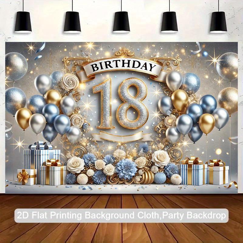 A 2D Flat Banner Suitable for a 18th Birthday Celebration Made of Polyester Fiber Suitable for Background Shooting