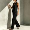 Women's Two Piece Set Sleeveless V Neck Vest Top And Wide