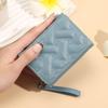Women'S Wallet Tri Fold Card Bag Pu Multi Objects Pocket Short  Embroidered Love Pattern Korean Minimalist