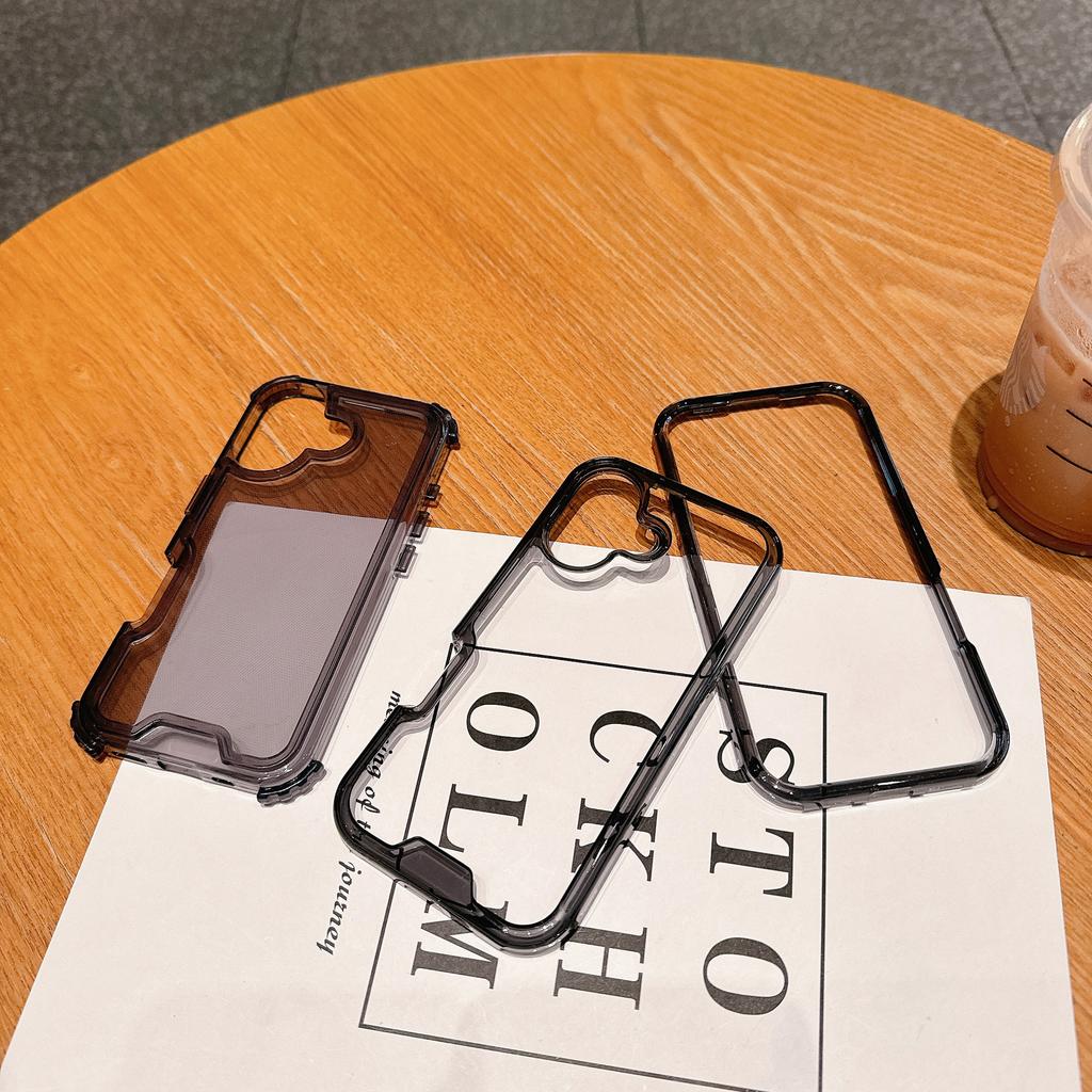 New for IP16 3-in-1 Series Colorful 2-in-1 Transparent Four-corner Anti-fall Mobile Phone Case Premium Black