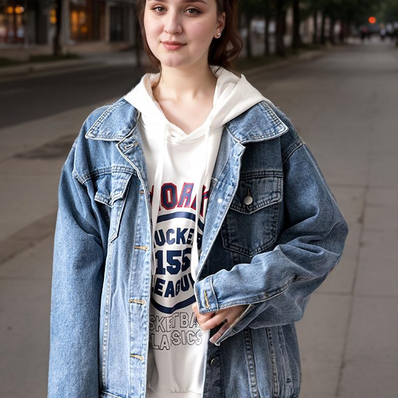 Свободная джинсовая куртка для полных женщин, европейская и американская, 2026 0XL