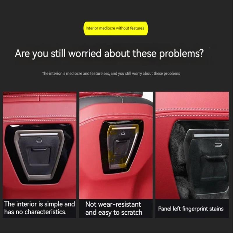 For BMW 5 Series G60 2024 Carbon Fiber Seat Back USB Port Cover Trim Armrest Box Interior Accessories