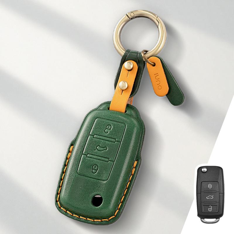Genuine Leather Protector for Volkswagen VW Polo Golf 7 MK7 Tiguan Passat Key Case Cover Fob
