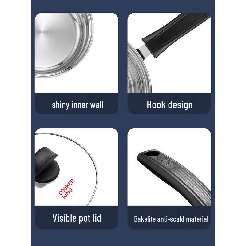 COOKER KING 304 Stainless Steel Milk Pot with Steamer