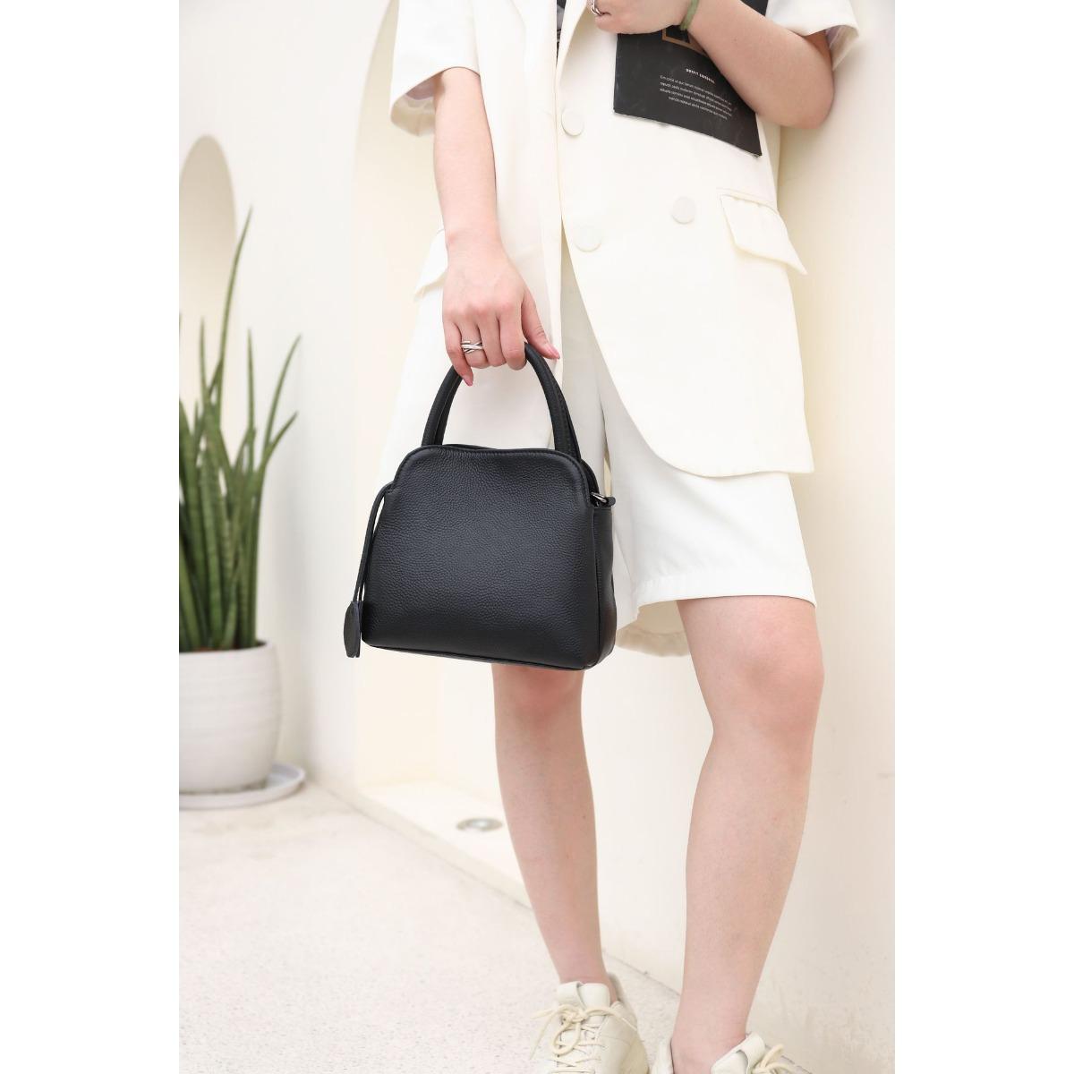 

Bags Women s Tote First-layer Cowhide Handbags Large-capacity Genuine Leather Temperament One-shoulder Cross-slung All-matching Length 21 X10 X20 чёрный