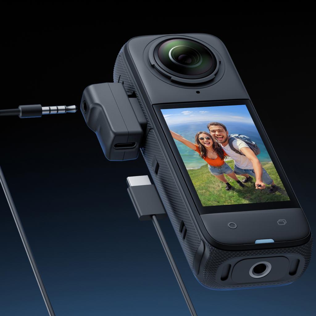 Mic Adapter For 360 X4 Camera External Microphones Type C and 3.5mm Ports Charging Adapter Mic Cold Shoe Adapter