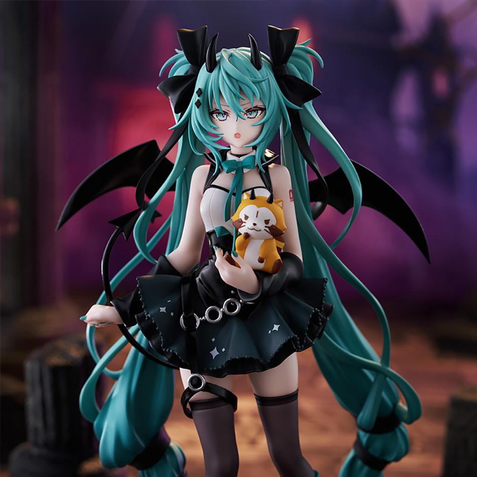19Cm Anime Hatsune Miku Little Devil Raccoon Action Figure Model Toys Cute Action Model Pvc Collection Desktop Accessories Gifts