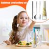 Rustfritt stål Skjeer Gafler Spisepinner Bestikk Bærbart Reisebestikk Skje Gaffel Med Etui For Skole Arbeid Lunsj
