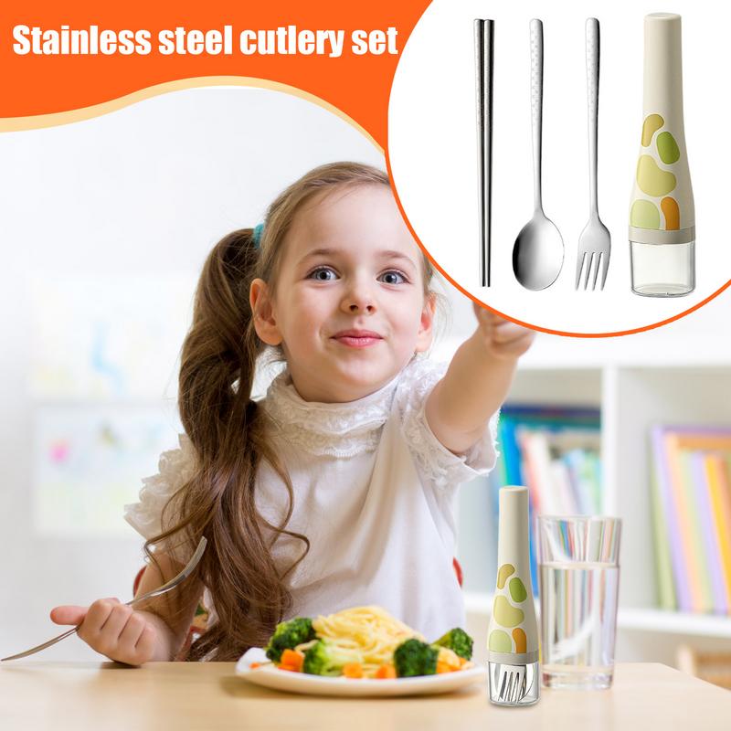 Stainless Spoons Forks Chopsticks Flatware Portable Travel Flatware Spoon Fork With Case For School Work Lunch