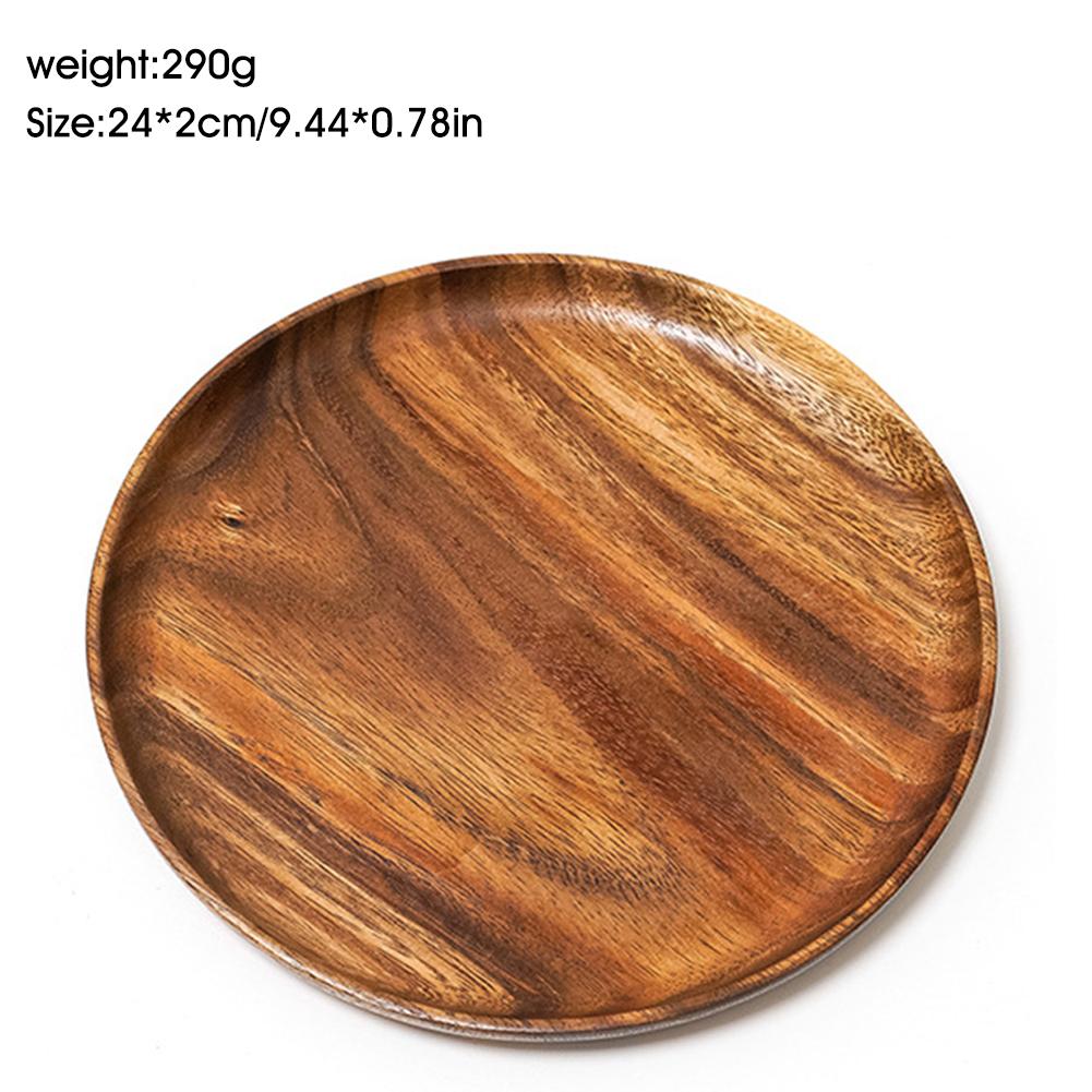 Whole Wood Lovesickness Wood Solid Wooden Pan Plate Fruit Dishes Saucer Tea Tray Dessert Dinner Plate Round Shape Tableware