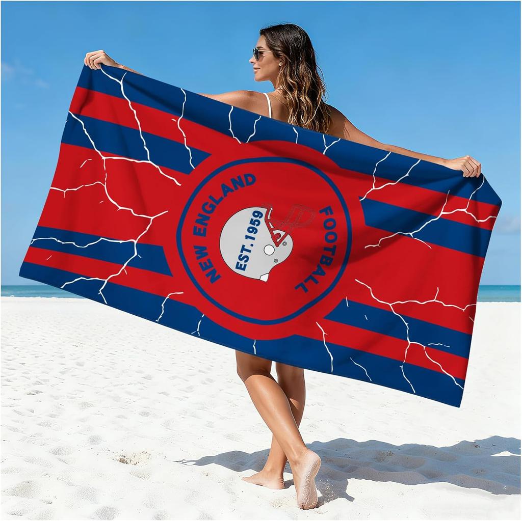 Miami Football Fan Beach Towel, Aqua and Orange Team Color Design Quick-Dry Sand-Free Bath Towel, Unique Gift for Men