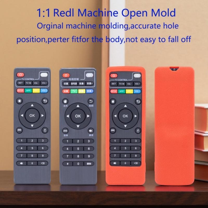 Silicone Cover for DOMYBOX DB52C7 Remote, Textured Grip Sleeve with Wrist Lanyard and Button Window for Home Use