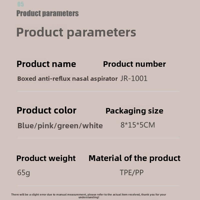 Aspirateur Nasal Bébé Nettoyeur de Mucus Bébé Pince à Crottes Type à Pression Manuelle Anti-Reflux Ensemble de Nettoyage Congestion Nasale