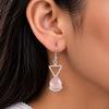Rose Chalcedony Gemstone 925 Sterling Silver Handmade Partywear Hook Earrings 1.62" For Wife EE-93-17