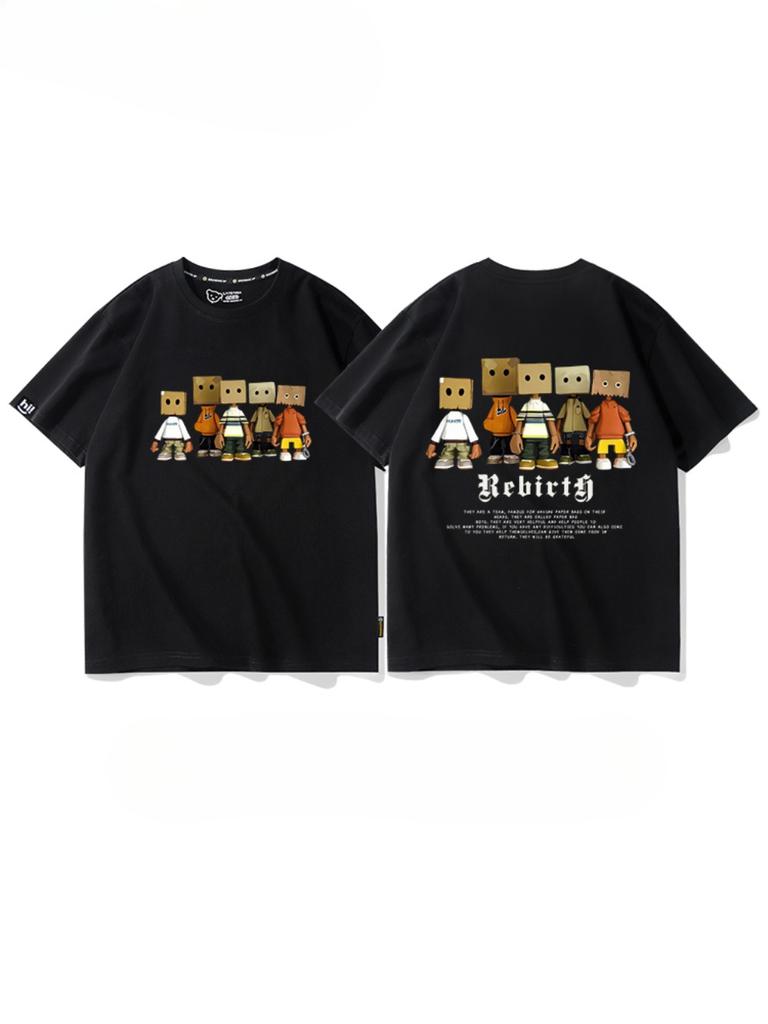 Zomer Mode Zwaargewicht Retro Heren Engelse Letters 100% Katoen Gedrukt Ronde Hals Hoogwaardige Casual Fitness Straat T-shirt