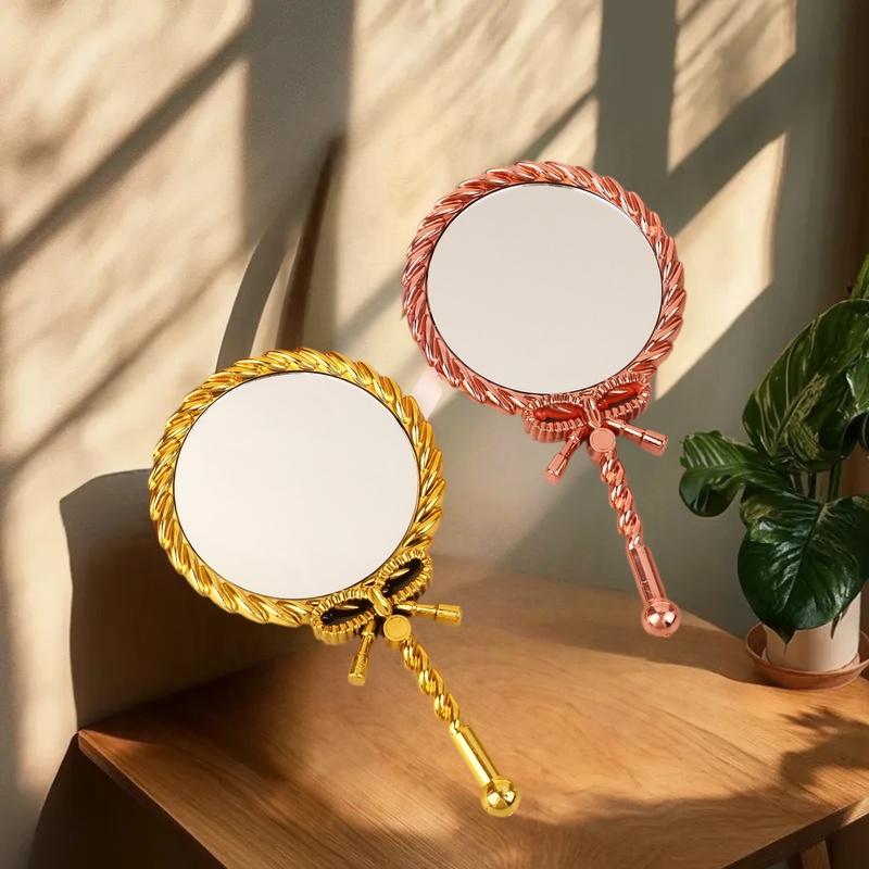 Portable Vintage Handheld Makeup Mirror Hand Hold Round Cosmetic Mirrors European Style Noble Ancient Court Mirror Beauty Tool
